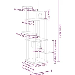 MAISON EXCLUSIVE - Arbre à chat avec griffoirs en sisal gris clair 176 cm