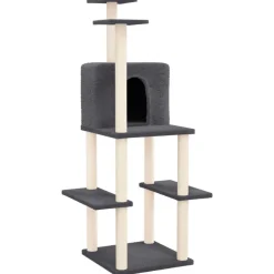 MAISON EXCLUSIVE - Arbre à chat avec griffoirs en sisal gris foncé 144,5 cm