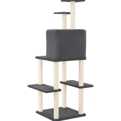 MAISON EXCLUSIVE - Arbre à chat avec griffoirs en sisal gris foncé 144,5 cm