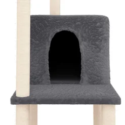 MAISON EXCLUSIVE - Arbre à chat avec griffoirs en sisal gris foncé 144,5 cm