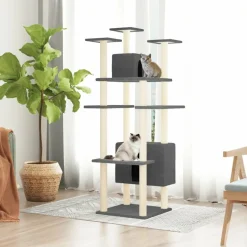 MAISON EXCLUSIVE - Arbre à chat avec griffoirs en sisal gris foncé 162 cm