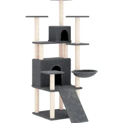 MAISON EXCLUSIVE - Arbre à chat avec griffoirs en sisal gris foncé 154 cm
