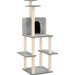 MAISON EXCLUSIVE - Arbre à chat avec griffoirs en sisal gris clair 144,5 cm