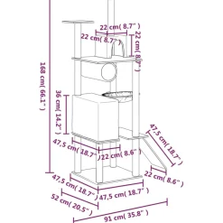 MAISON EXCLUSIVE - Arbre à chat avec griffoirs en sisal crème 168 cm