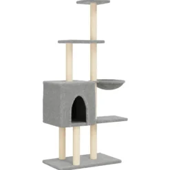 MAISON EXCLUSIVE - Arbre à chat avec griffoirs en sisal gris clair 145 cm