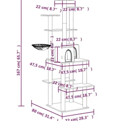 MAISON EXCLUSIVE - Arbre à chat avec griffoirs en sisal crème 167 cm