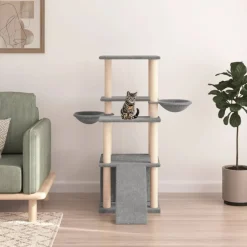 MAISON EXCLUSIVE - Arbre à chat avec griffoirs en sisal gris clair 133 cm