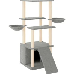 MAISON EXCLUSIVE - Arbre à chat avec griffoirs en sisal gris clair 133 cm