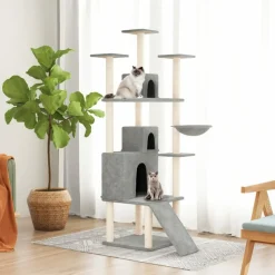 MAISON EXCLUSIVE - Arbre à chat avec griffoirs en sisal gris clair 175 cm