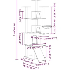 MAISON EXCLUSIVE - Arbre à chat avec griffoirs en sisal gris clair 175 cm