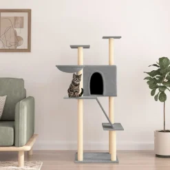 MAISON EXCLUSIVE - Arbre à chat avec griffoirs en sisal gris clair 143 cm