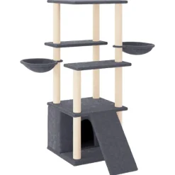 MAISON EXCLUSIVE - Arbre à chat avec griffoirs en sisal gris foncé 133 cm