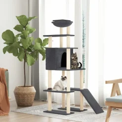 MAISON EXCLUSIVE - Arbre à chat avec griffoirs en sisal gris foncé 166 cm