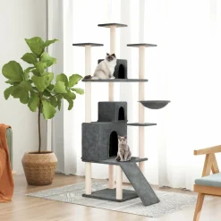 MAISON EXCLUSIVE - Arbre à chat avec griffoirs en sisal gris foncé 175 cm