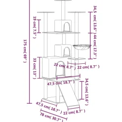 MAISON EXCLUSIVE - Arbre à chat avec griffoirs en sisal gris foncé 175 cm