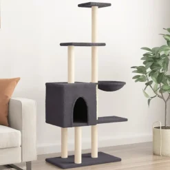 MAISON EXCLUSIVE - Arbre à chat avec griffoirs en sisal gris foncé 145 cm