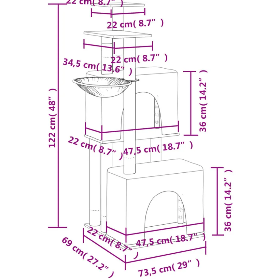 MAISON EXCLUSIVE - Arbre à chat avec griffoirs en sisal crème 122 cm