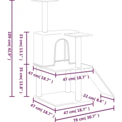 MAISON EXCLUSIVE - Arbre à chat avec griffoirs en sisal gris foncé 109 cm