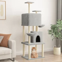 MAISON EXCLUSIVE - Arbre à chat avec griffoirs en sisal gris clair 180 cm