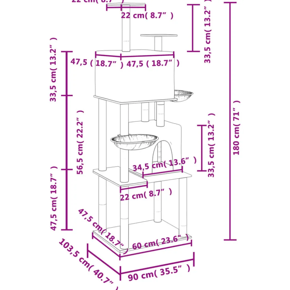 MAISON EXCLUSIVE - Arbre à chat avec griffoirs en sisal gris clair 180 cm