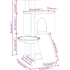 MAISON EXCLUSIVE - Arbre à chat avec griffoirs en sisal gris foncé 96 cm