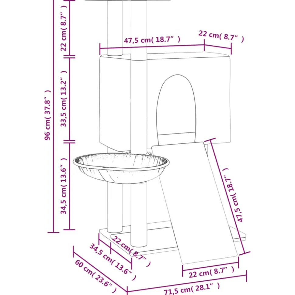 MAISON EXCLUSIVE - Arbre à chat avec griffoirs en sisal gris foncé 96 cm