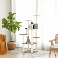 MAISON EXCLUSIVE - Arbre à chat avec griffoirs en sisal gris clair 153 cm