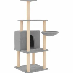 MAISON EXCLUSIVE - Arbre à chat avec griffoirs en sisal gris clair 132 cm