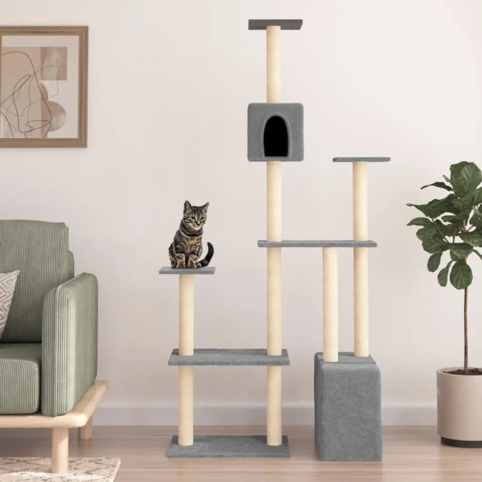 MAISON EXCLUSIVE - Arbre à chat avec griffoirs en sisal gris clair 180 cm