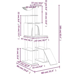 MAISON EXCLUSIVE - Arbre à chat avec griffoirs en sisal gris clair 166 cm