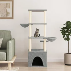 MAISON EXCLUSIVE - Arbre à chat avec griffoirs en sisal gris clair 147 cm