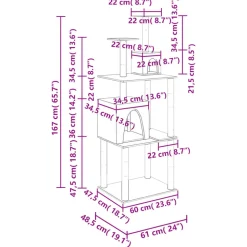 MAISON EXCLUSIVE - Arbre à chat avec griffoirs en sisal gris clair 167 cm