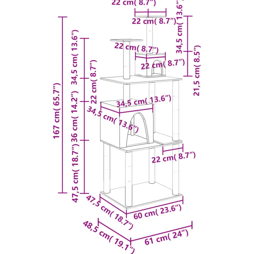 MAISON EXCLUSIVE - Arbre à chat avec griffoirs en sisal gris clair 167 cm