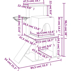 MAISON EXCLUSIVE - Arbre à chat avec griffoirs en sisal gris clair 96,5 cm