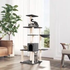 MAISON EXCLUSIVE - Arbre à chat avec griffoirs en sisal gris foncé 142 cm