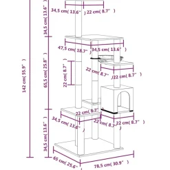 MAISON EXCLUSIVE - Arbre à chat avec griffoirs en sisal gris foncé 142 cm
