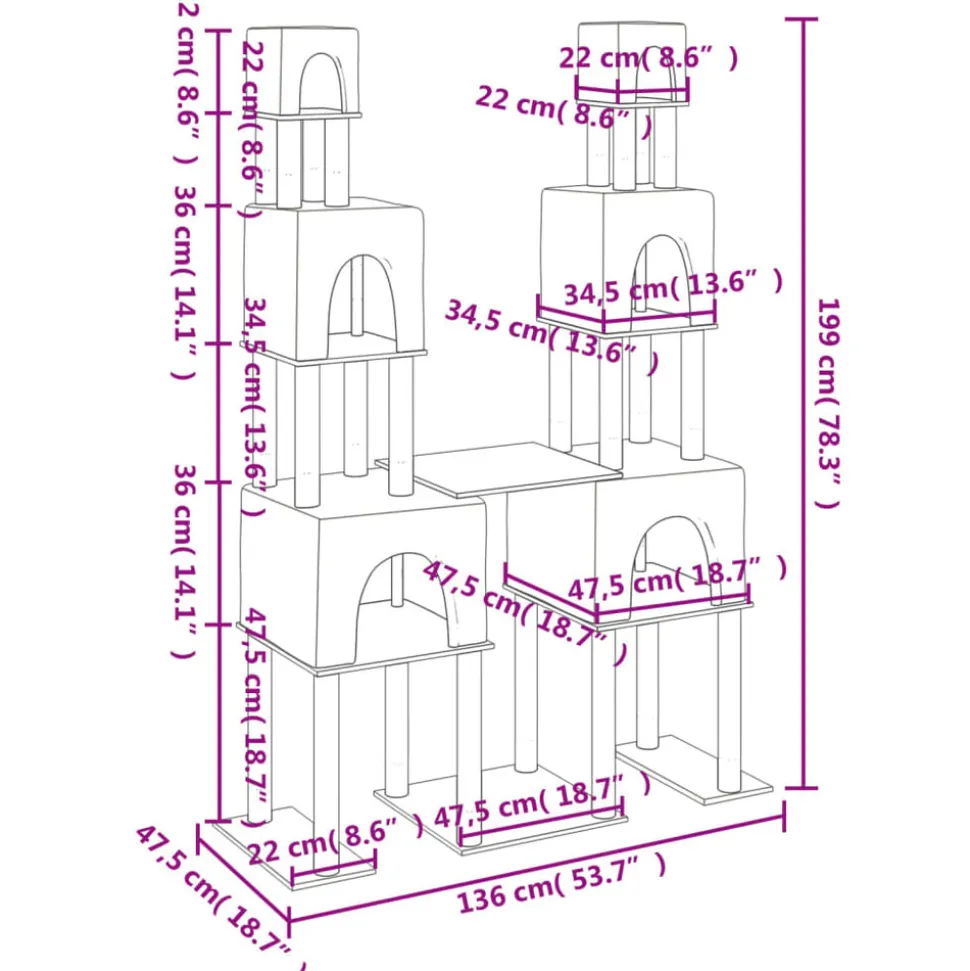 MAISON EXCLUSIVE - Arbre à chat avec griffoirs en sisal gris foncé 199 cm