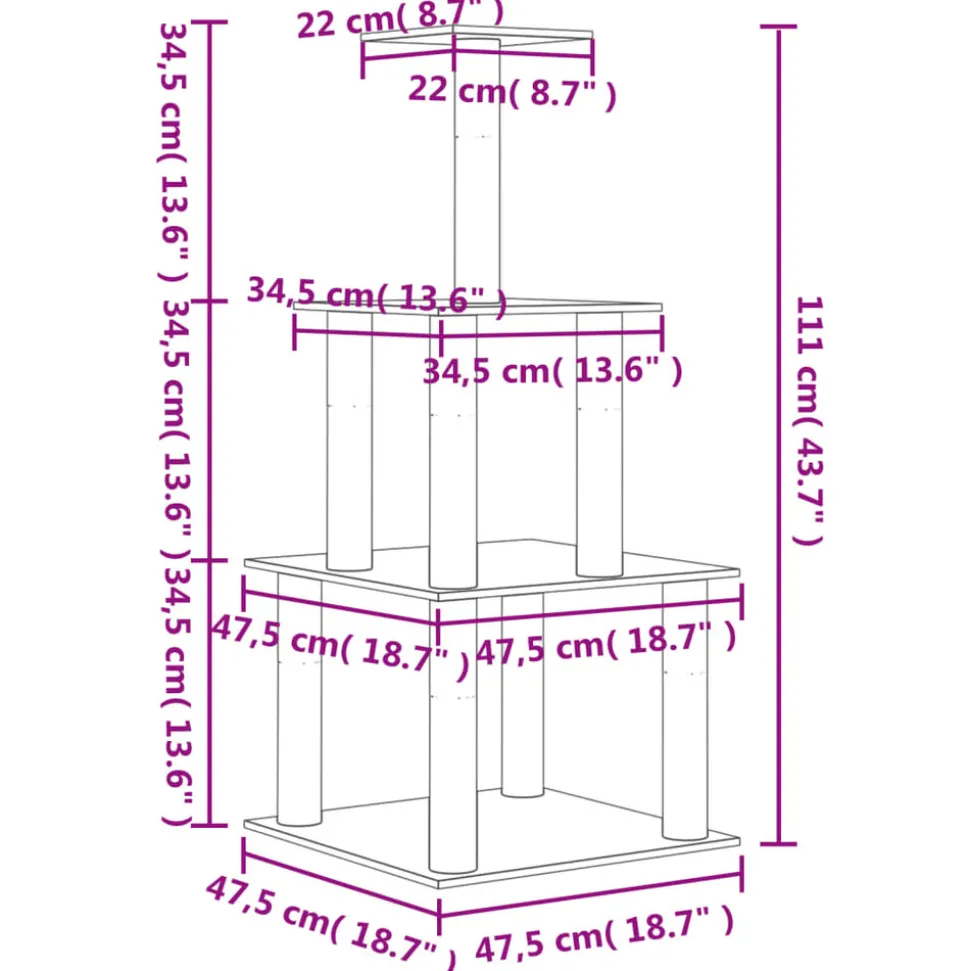 MAISON EXCLUSIVE - Arbre à chat avec griffoirs en sisal gris foncé 111 cm