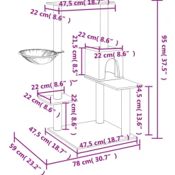 MAISON EXCLUSIVE - Arbre à chat avec griffoirs en sisal crème 95 cm