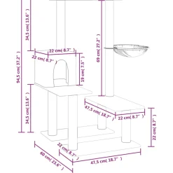 MAISON EXCLUSIVE - Arbre à chat avec griffoirs en sisal gris foncé 94,5 cm