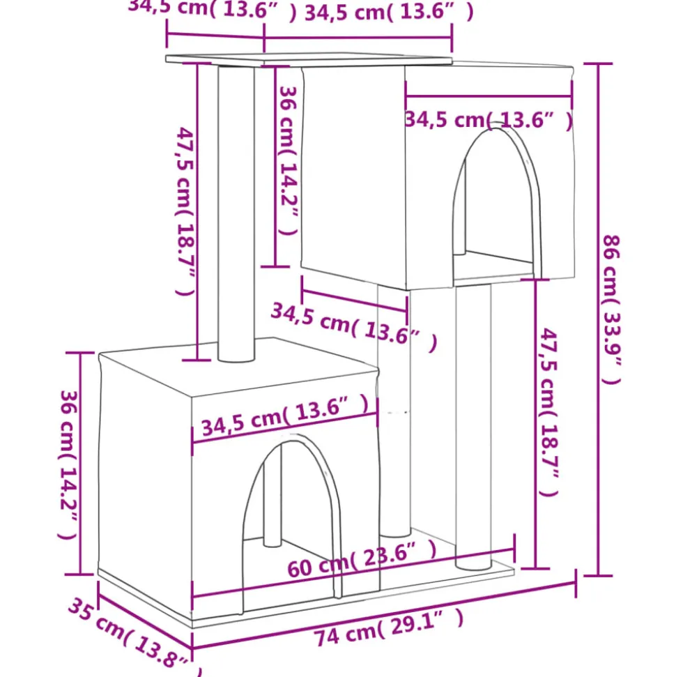 MAISON EXCLUSIVE - Arbre à chat avec griffoirs en sisal gris foncé 86 cm
