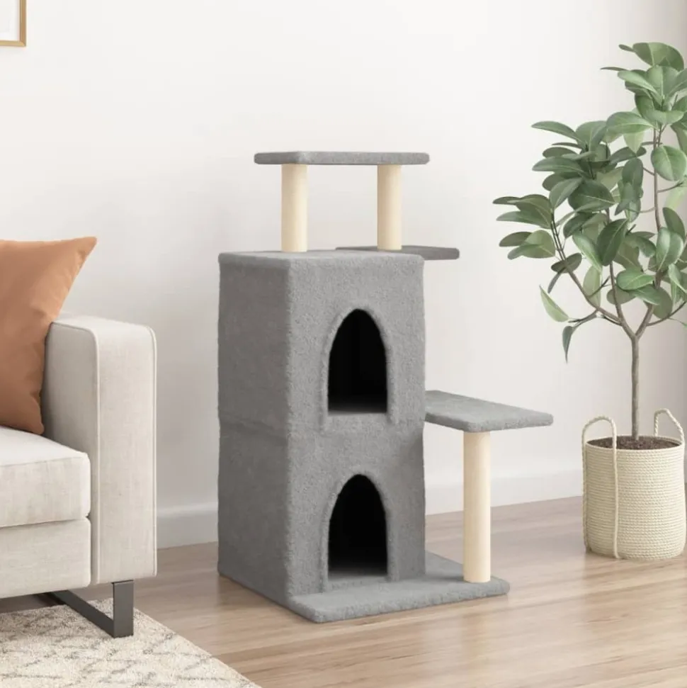 MAISON EXCLUSIVE - Arbre à chat avec griffoirs en sisal gris clair 97 cm