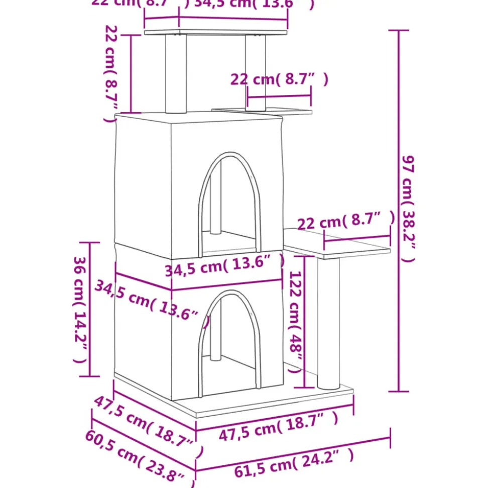 MAISON EXCLUSIVE - Arbre à chat avec griffoirs en sisal gris clair 97 cm