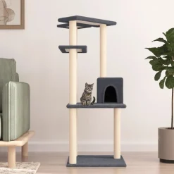 MAISON EXCLUSIVE - Arbre à chat avec griffoirs en sisal gris foncé 123 cm