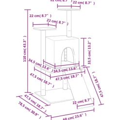 MAISON EXCLUSIVE - Arbre à chat avec griffoirs en sisal gris foncé 110 cm