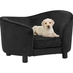 MAISON EXCLUSIVE - Canapé pour chien noir 69x49x40 cm peluche