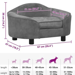 MAISON EXCLUSIVE - Canapé pour chien gris 67x47x36 cm peluche