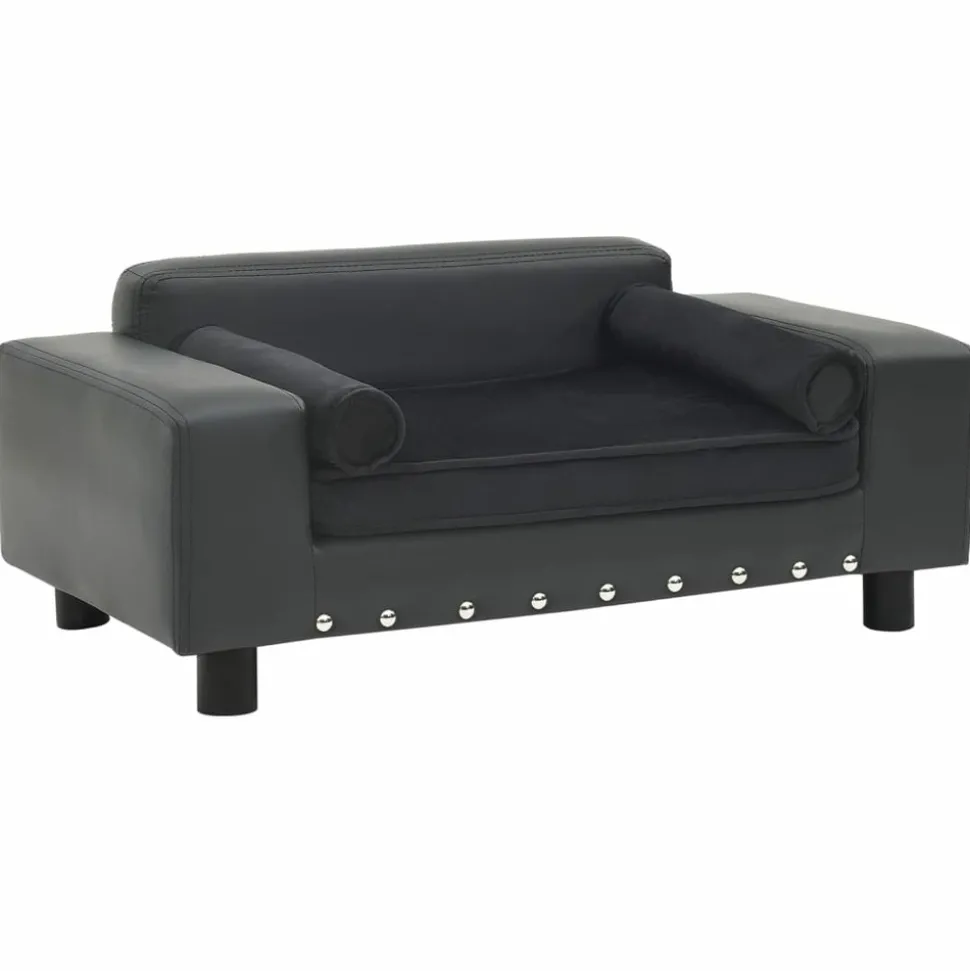 MAISON EXCLUSIVE - Canapé pour chien gris foncé 81x43x31 cm peluche et similicuir