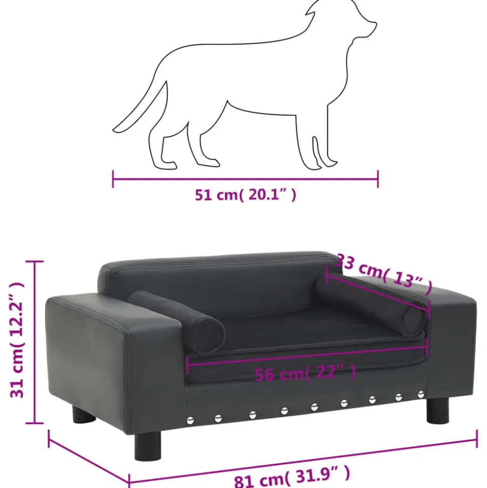 MAISON EXCLUSIVE - Canapé pour chien gris foncé 81x43x31 cm peluche et similicuir