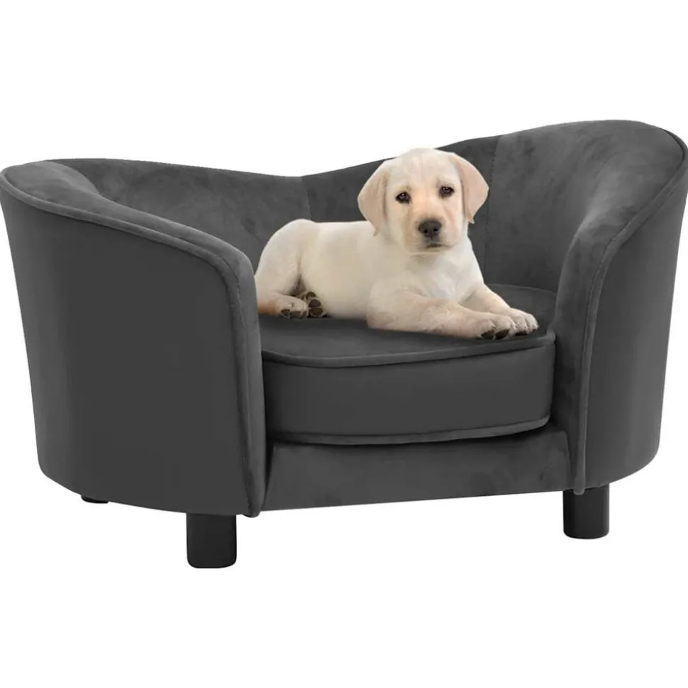 MAISON EXCLUSIVE - Canapé pour chien gris foncé 69x49x40 cm peluche et similicuir